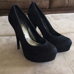 Black Suede Platform Heels